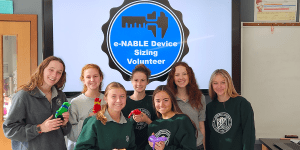 St. Joseph’s Academy, an all-girls Catholic High School in St. Louis, MO showing 3D printed e-NABLE devices they created