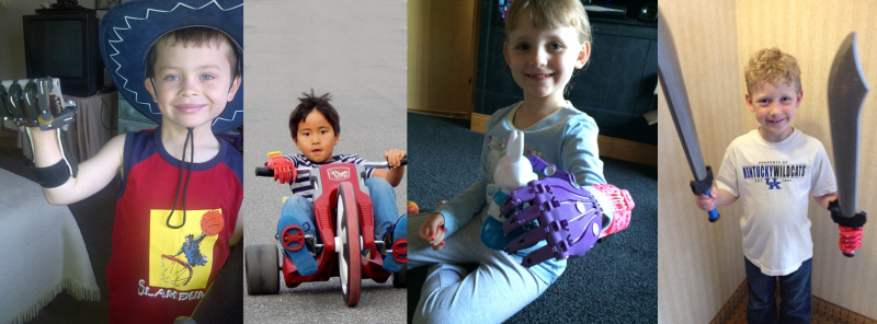 Children with their 3D printed e-NABLE hands