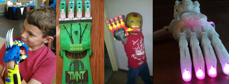 Fun themed 3D printed e-NABLE hands